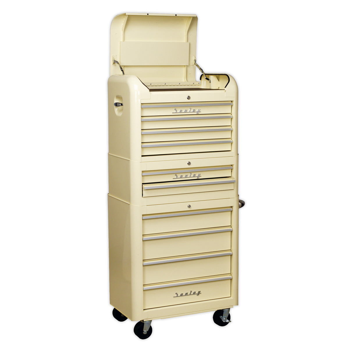 Premier Retro Style Topchest, Mid-Box Tool Chest & Rollcab Combination 10 Drawer - Cream AP28COMBO2