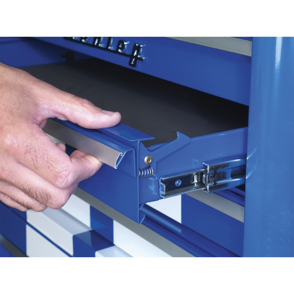 Premier Retro Style Topchest, Mid-Box Tool Chest & Rollcab Combination 10 Drawer - Blue with White Stripes AP28COMBO2BWS