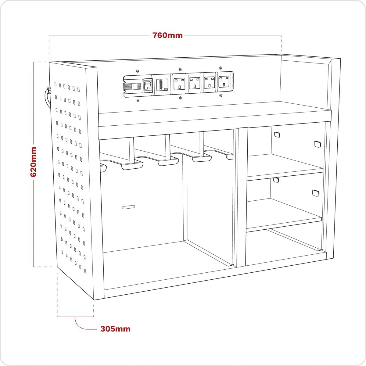 Sealey Superline PRO Power Tool Storage Rack with Power Strip - Image 4