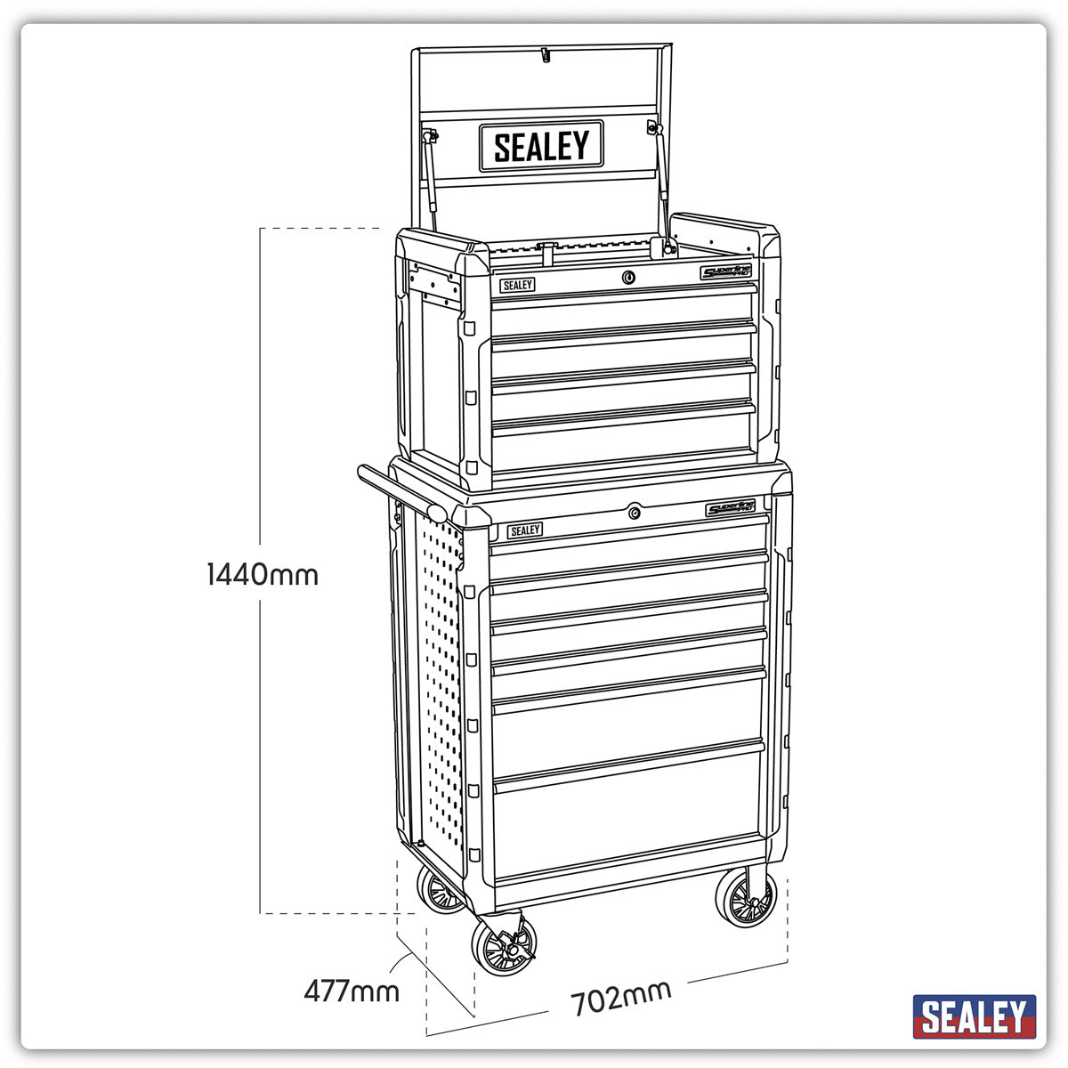 Superline PRO Topchest & Rollcab Combination 10 Drawer AP3410STACK