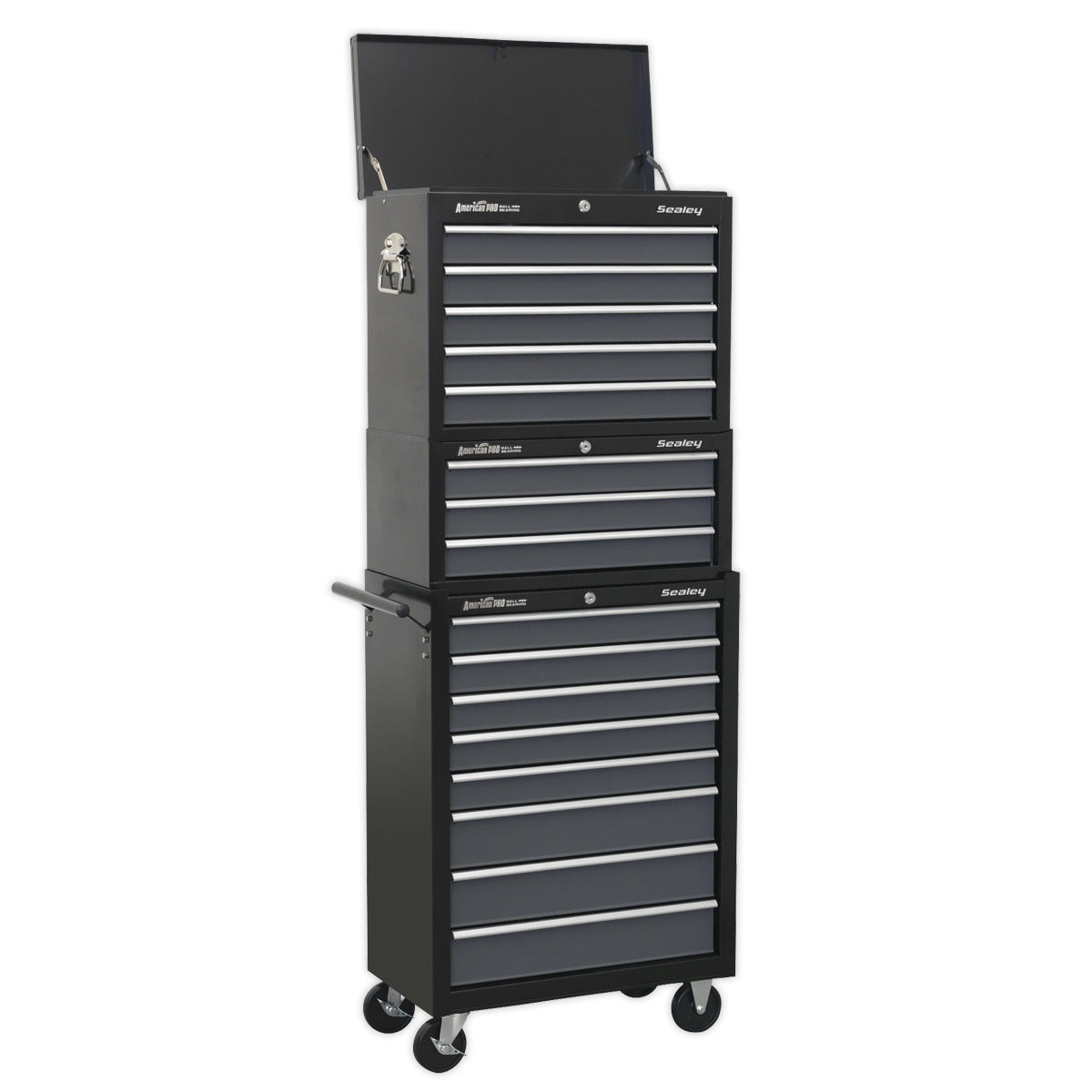 American PRO Tool Chest Combination 16 Drawer - Black/Grey AP35STACK