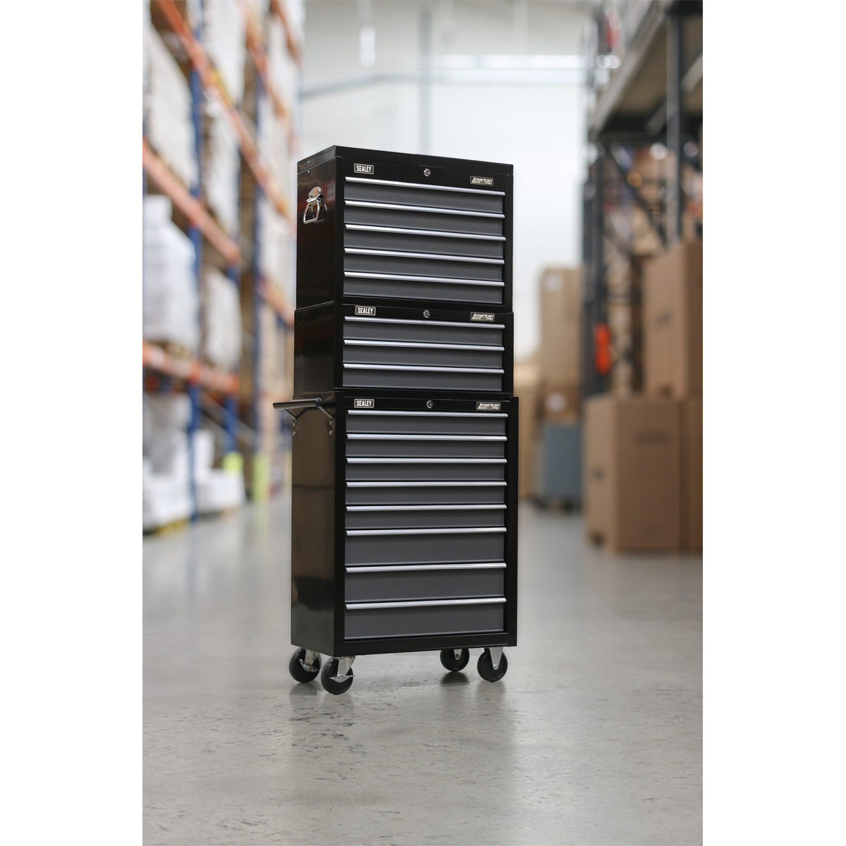 American PRO Tool Chest Combination 16 Drawer - Black/Grey AP35STACK