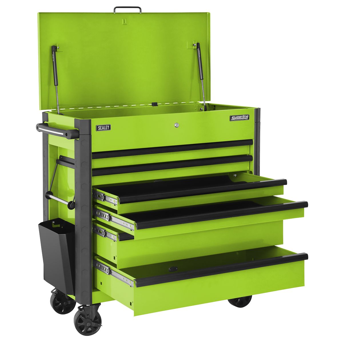 Sealey Tool Trolley 6 Drawer - Green - Image 3