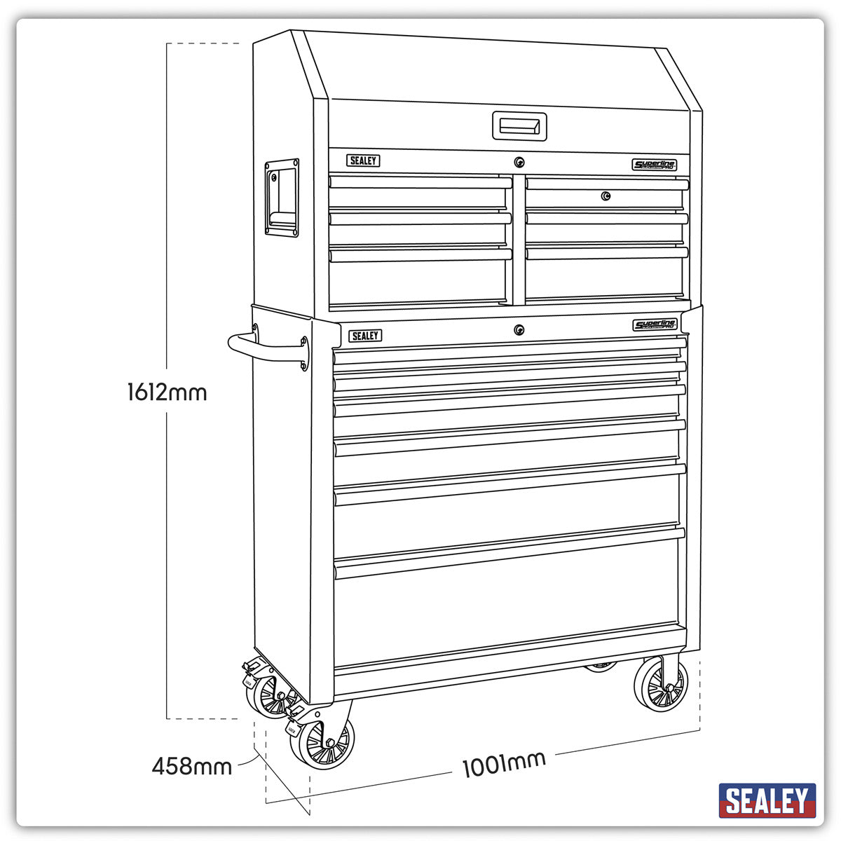 Superline PRO Tool Chest Combination with Power Bar 12 Drawer AP36BESTACK