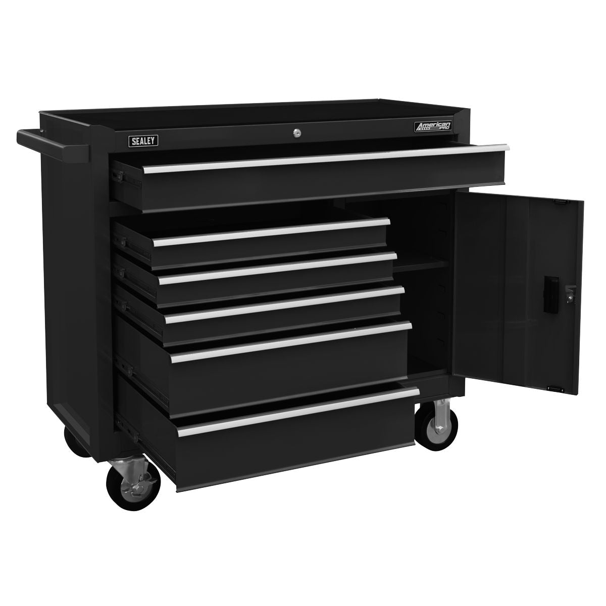 Sealey American PRO Rollcab 6 Drawer - Black - Image 4
