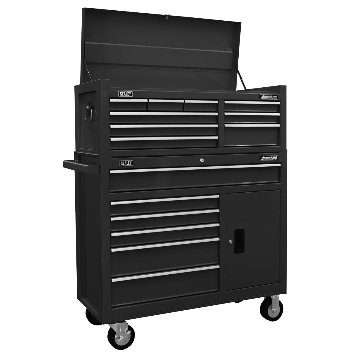 American PRO Topchest & Rollcab Combination 15 Drawer - Black AP41STACKB