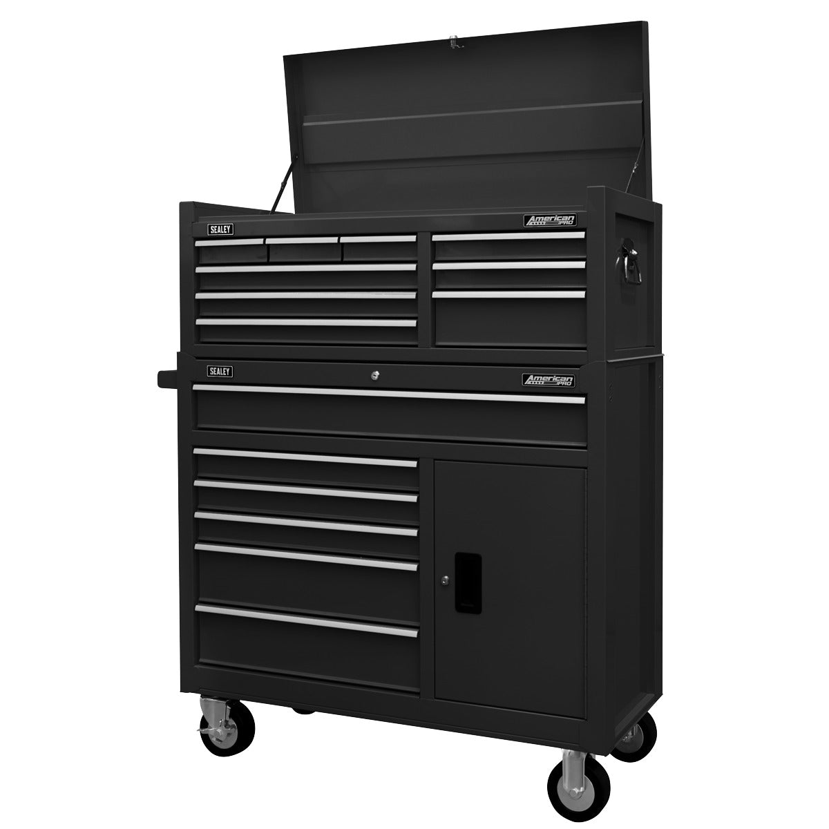 American PRO Topchest & Rollcab Combination 15 Drawer - Black AP41STACKB