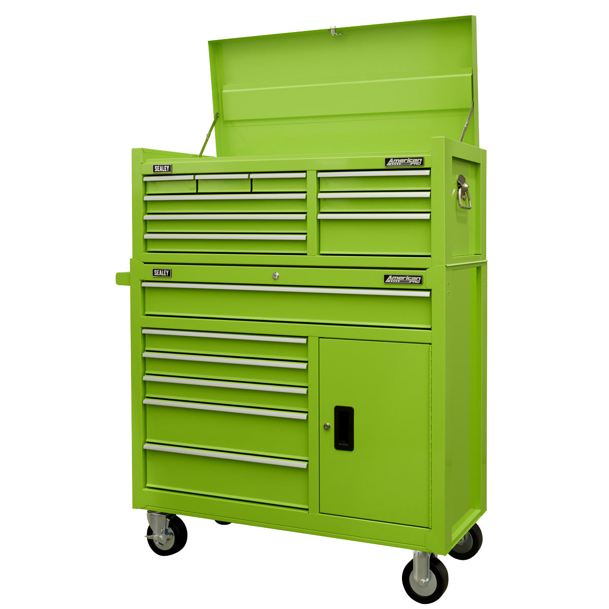 American PRO Topchest & Rollcab Combination 15 Drawer - Green AP41STACKHV