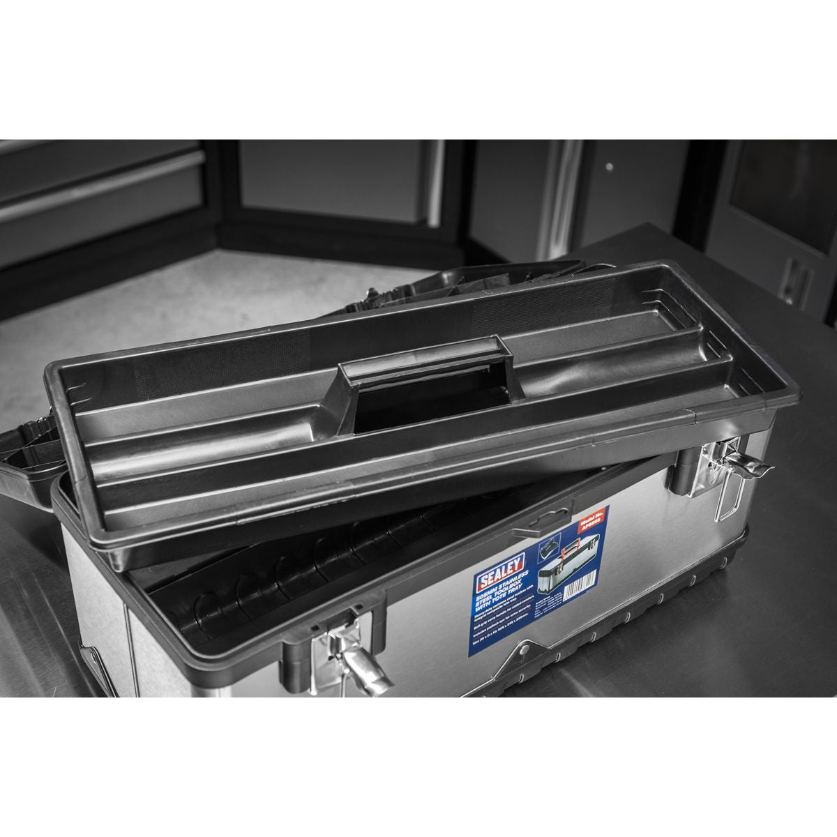 Sealey Stainless Steel Toolbox with Tote Tray 505mm - Image 8