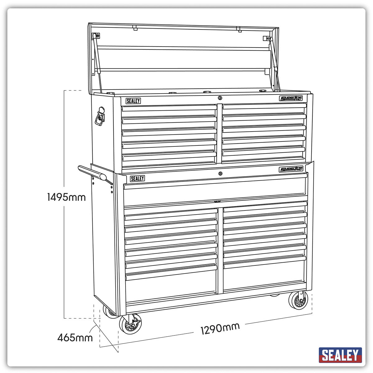 Superline PRO Tool Chest Combination 23 Drawer - Red AP52COMBO1