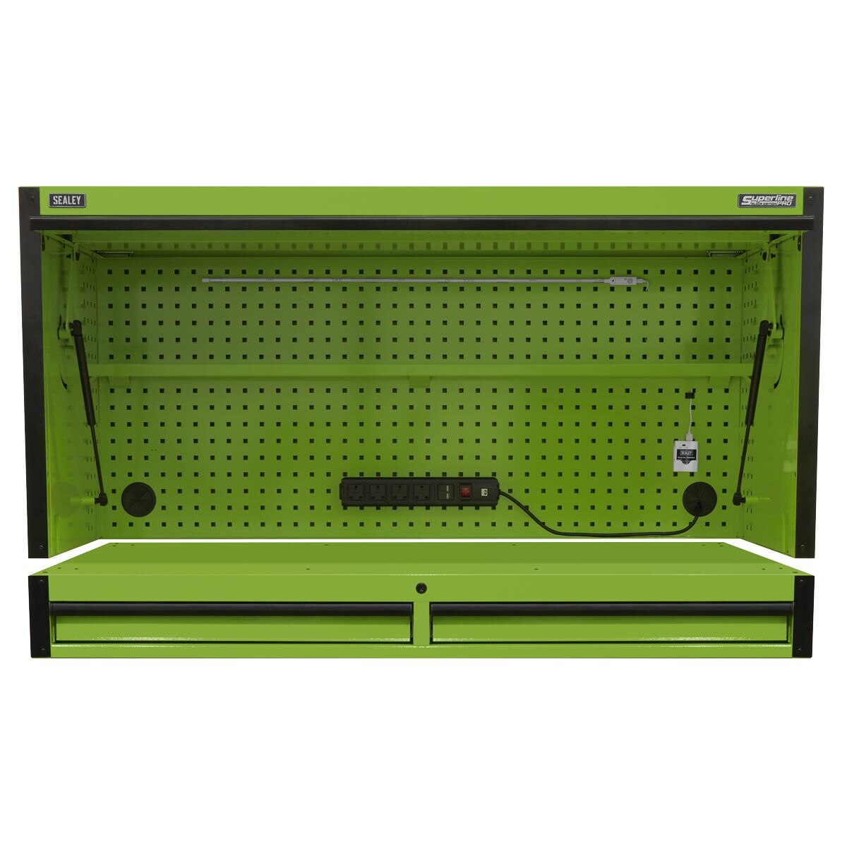 Sealey Superline PRO Black Edition Top Hutch & 2 Drawer Riser 1549mm - Image 4