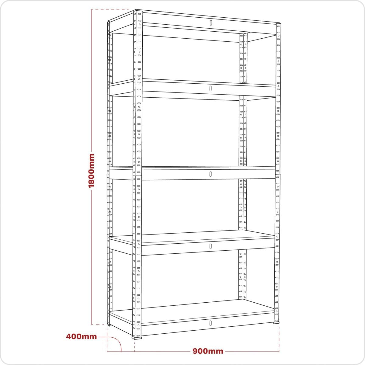 Sealey Racking Unit with 5 Shelves 350kg Capacity Per Level - Image 7
