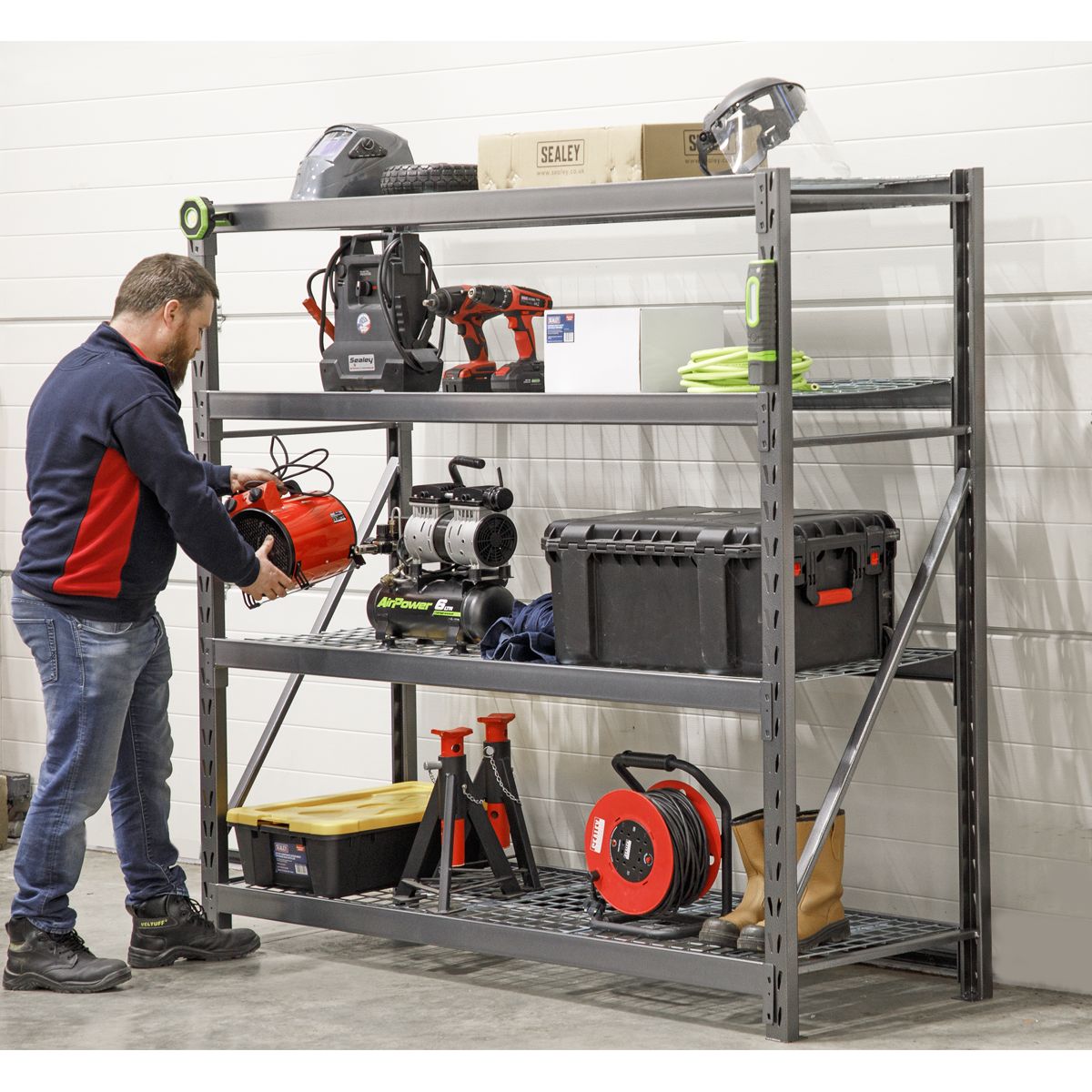 Sealey Heavy-Duty Racking Unit with 4 Mesh Shelves 640kg Capacity Per Level 1956mm - Image 4