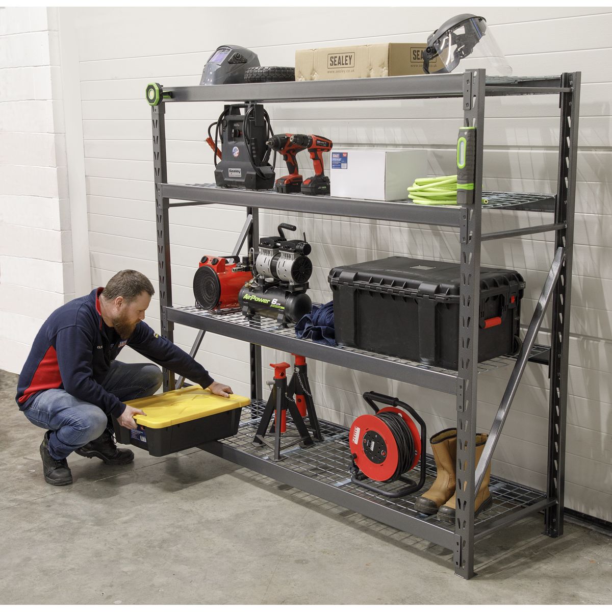Sealey Heavy-Duty Racking Unit with 4 Mesh Shelves 640kg Capacity Per Level 1956mm - Image 5