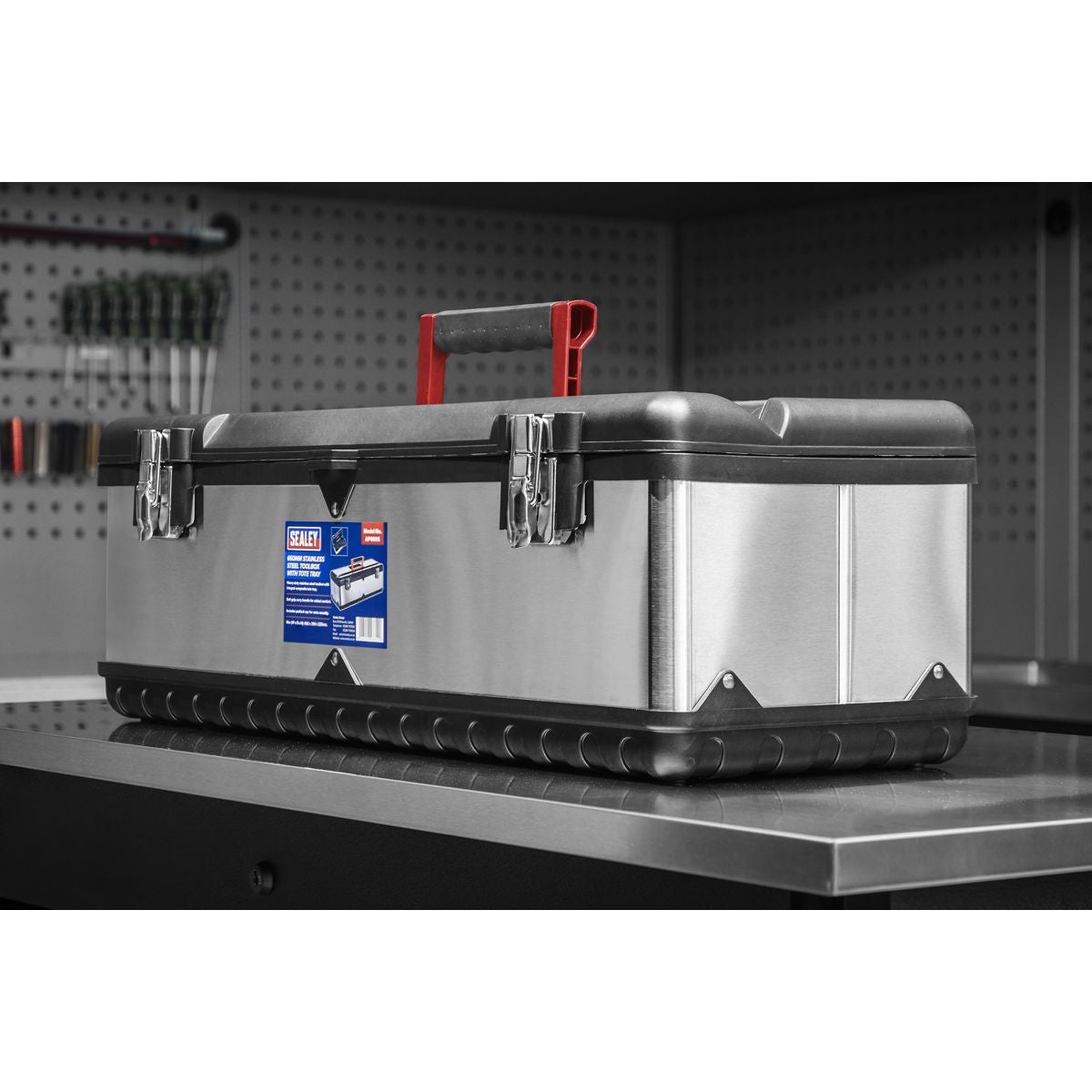 Sealey Stainless Steel Toolbox with Tote Tray 660mm - Image 3