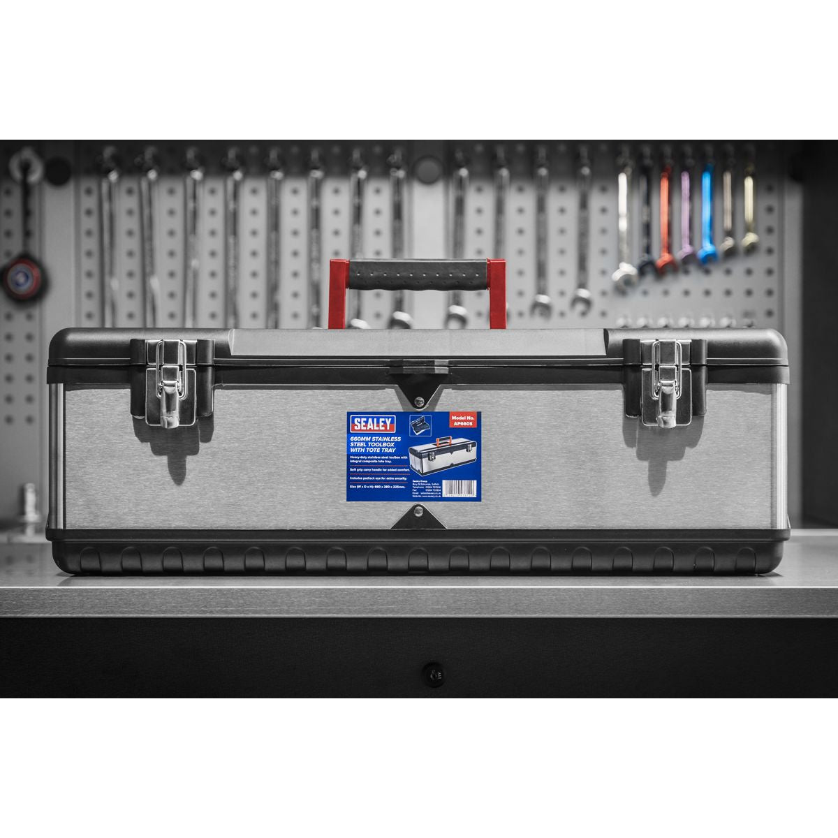 Sealey Stainless Steel Toolbox with Tote Tray 660mm - Image 10