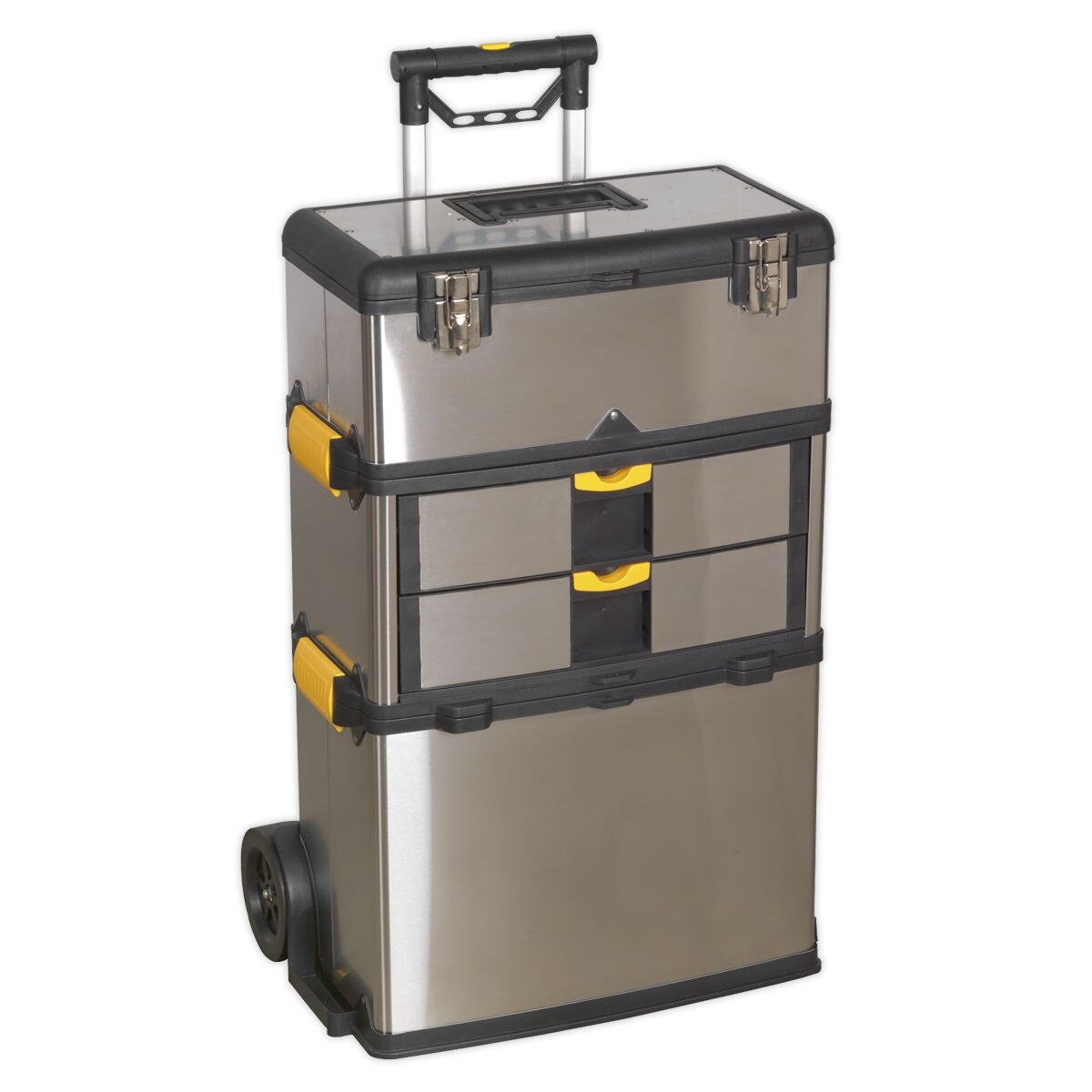 Sealey Mobile Stainless Steel/Composite Toolbox with 3 Compartments - Image 7