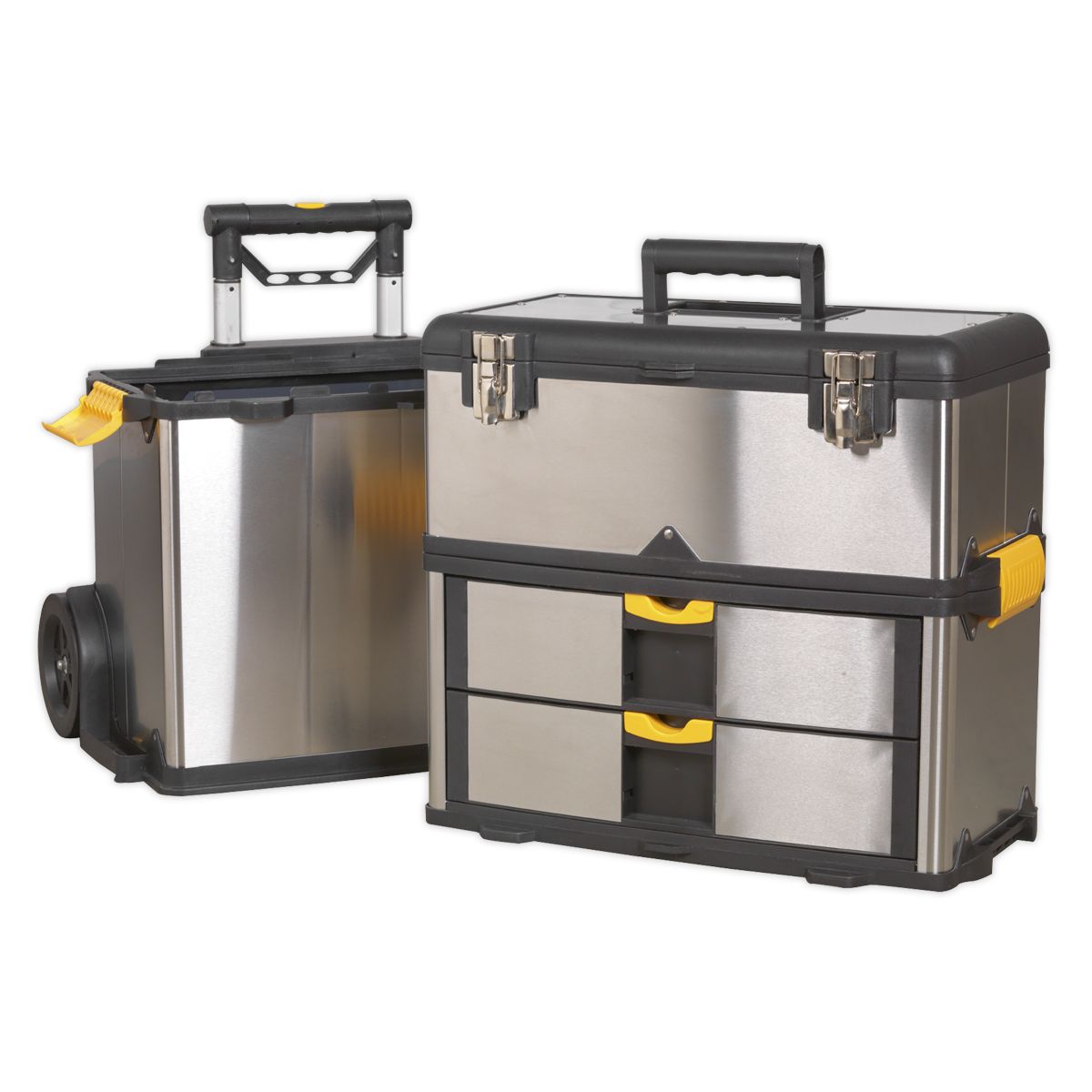Sealey Mobile Stainless Steel/Composite Toolbox with 3 Compartments - Image 8