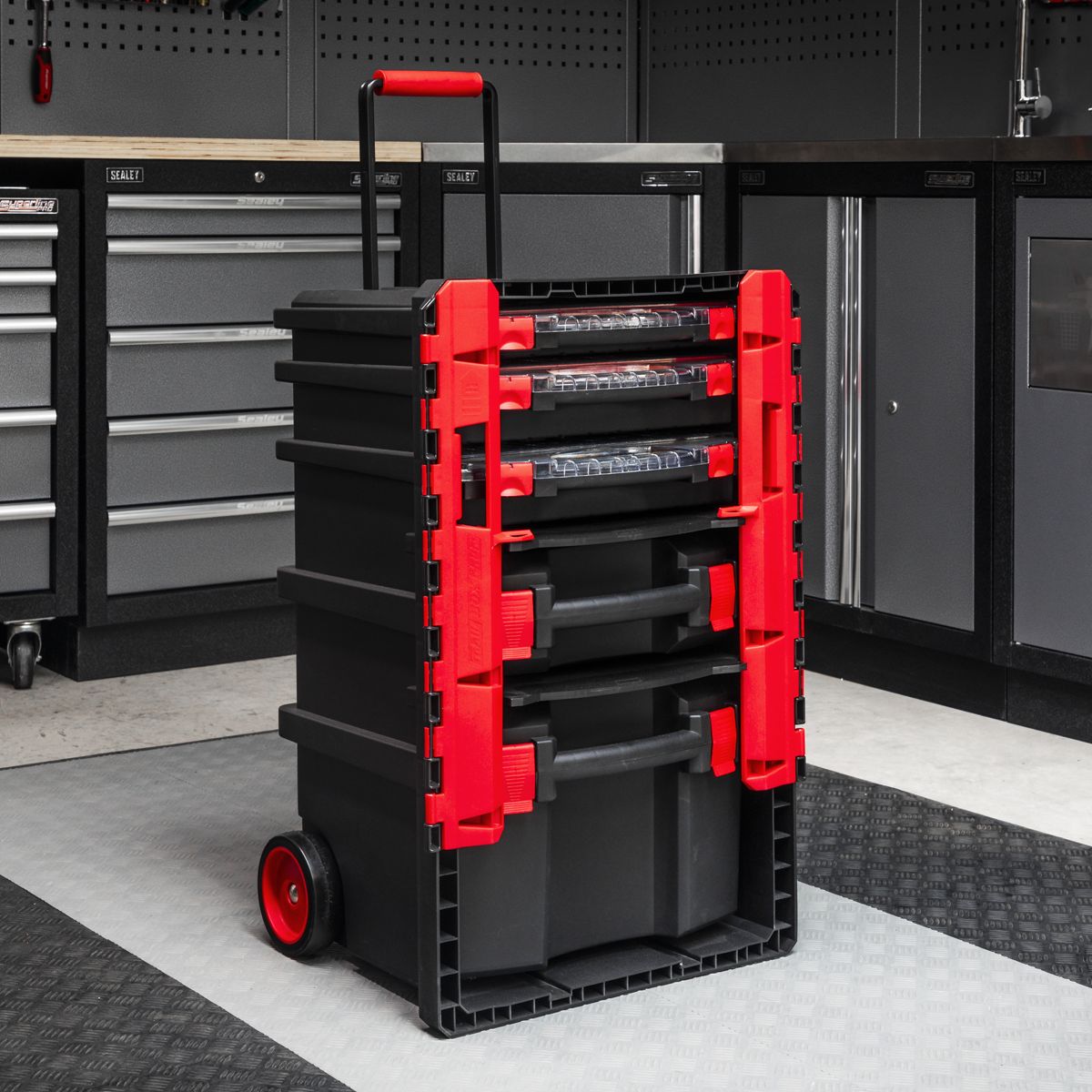 Sealey Professional Mobile Toolbox with 5 Removable Storage Cases - Image 8