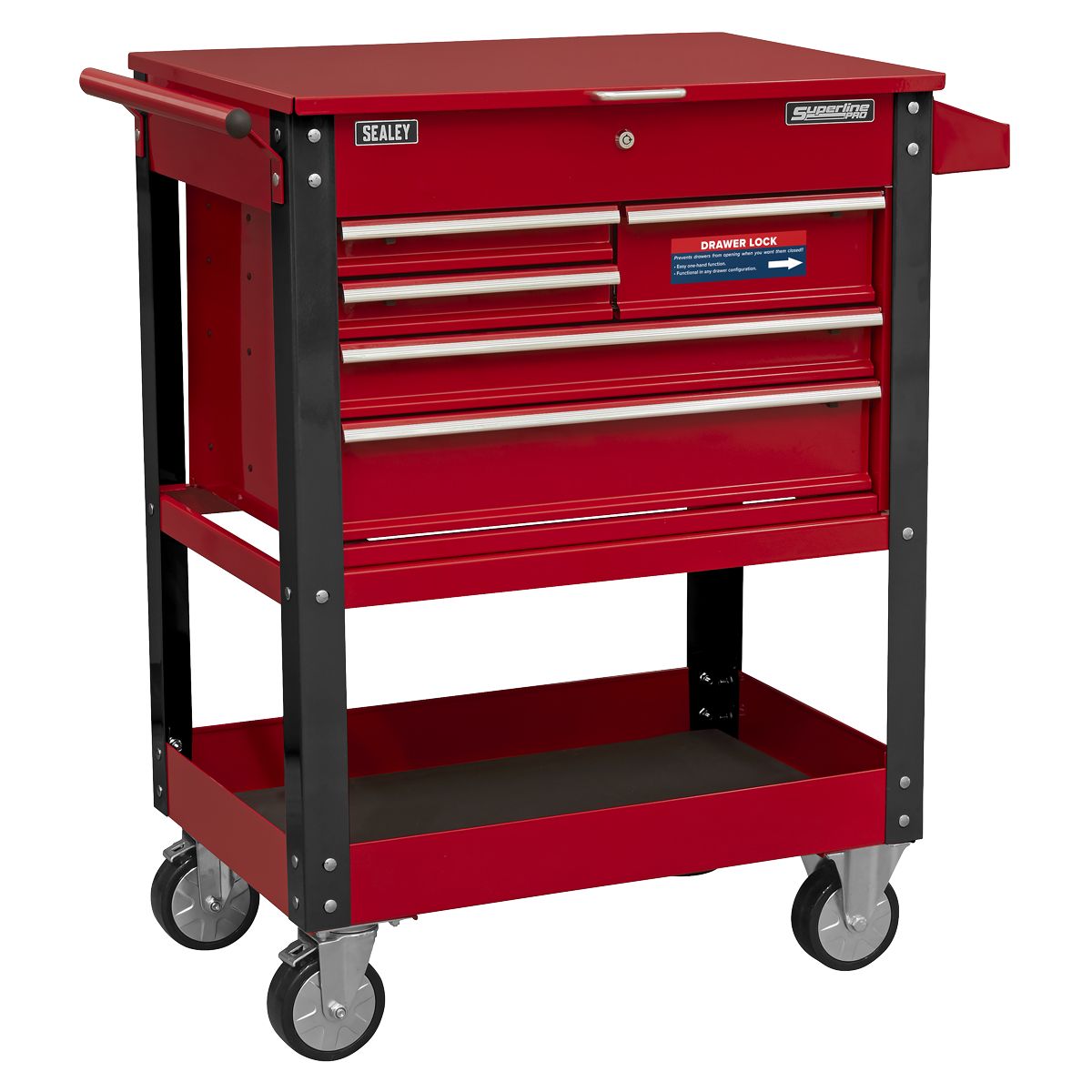 Sealey Superline PRO Heavy-Duty Mobile Tool & Parts Trolley with 5 Drawers & Lockable Top - Image 1