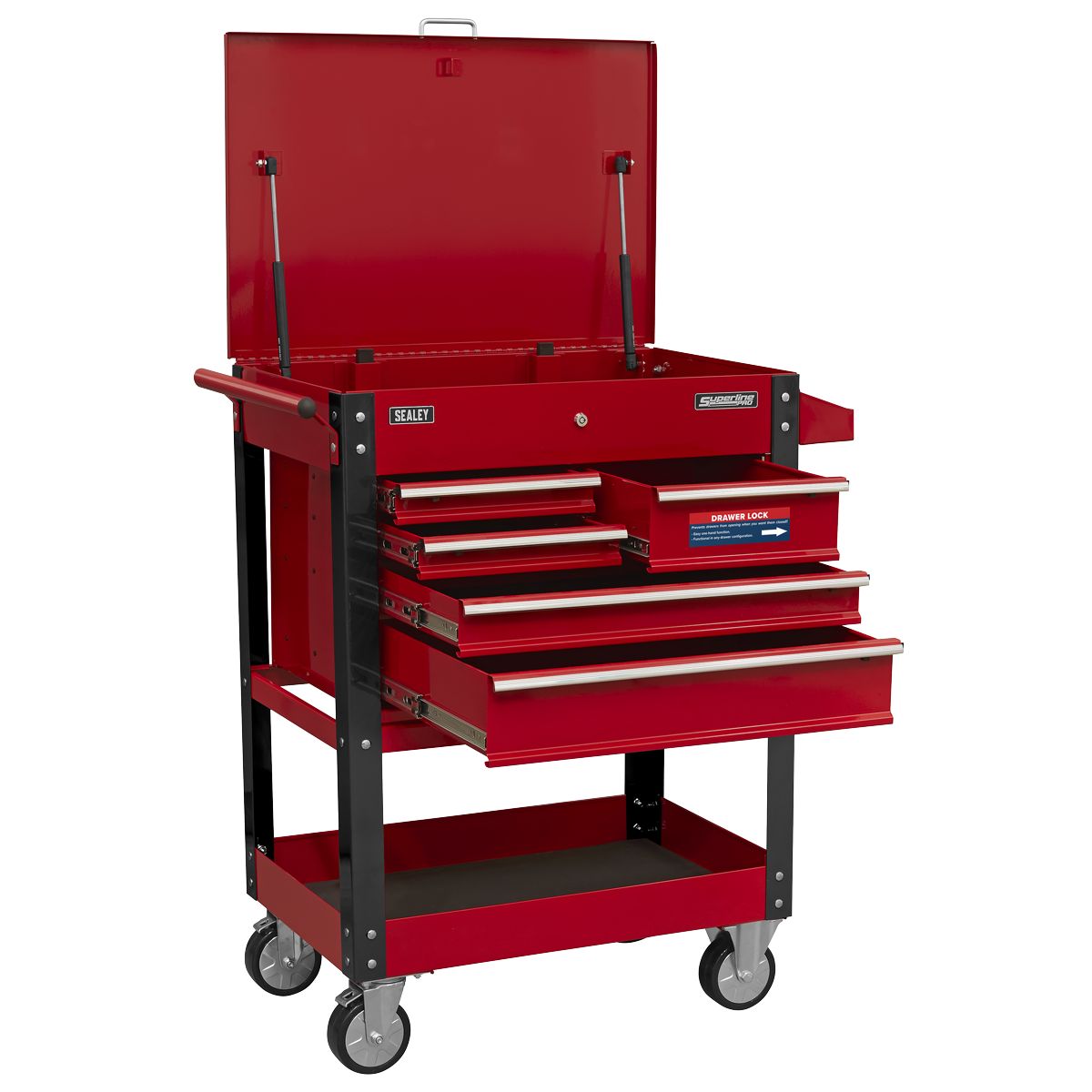 Sealey Superline PRO Heavy-Duty Mobile Tool & Parts Trolley with 5 Drawers & Lockable Top - Image 5