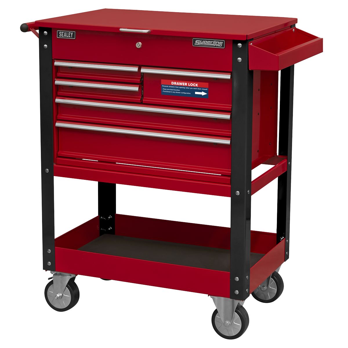 Sealey Superline PRO Heavy-Duty Mobile Tool & Parts Trolley with 5 Drawers & Lockable Top - Image 6