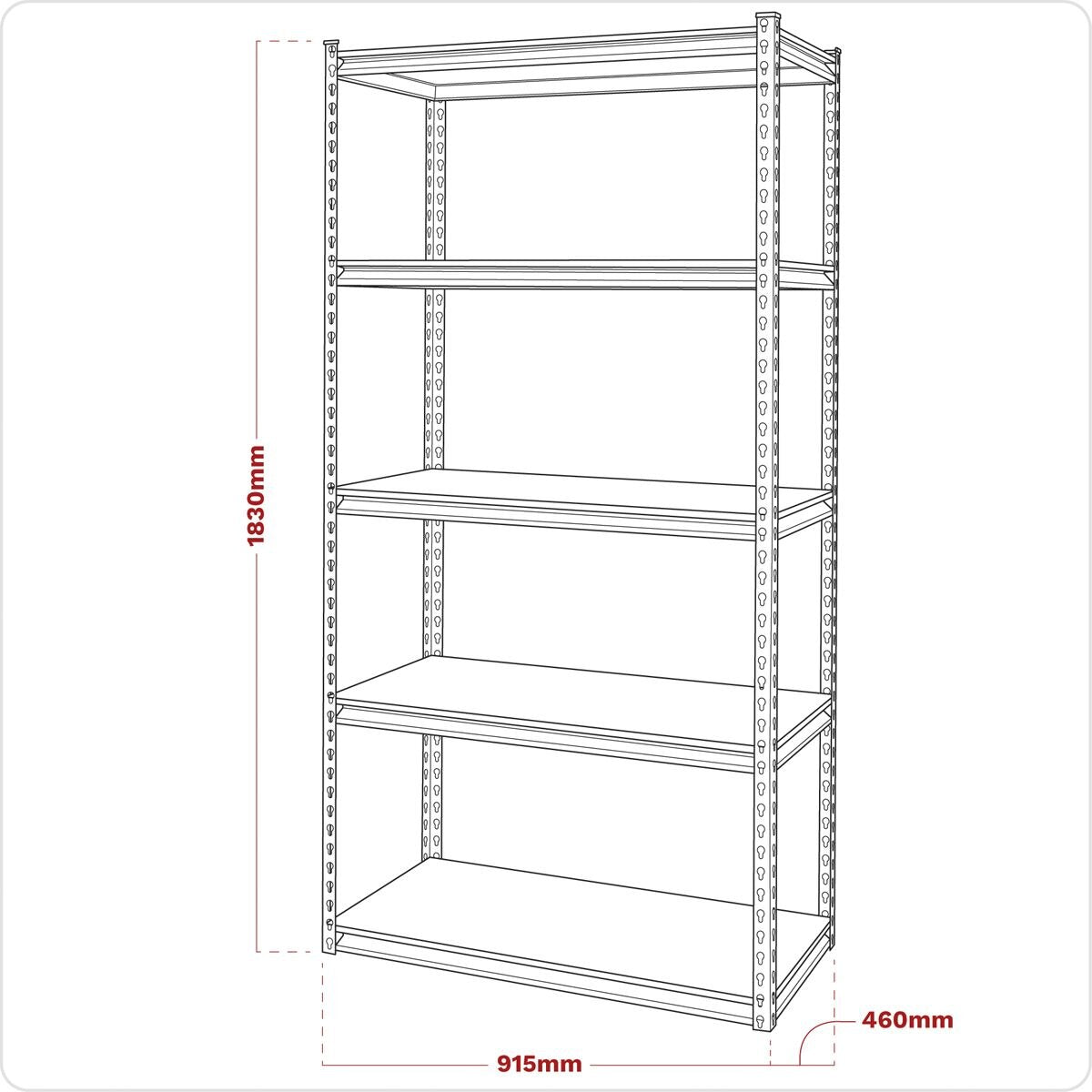Sealey Racking Unit with 5 Shelves 340kg Capacity Per Level - Image 4