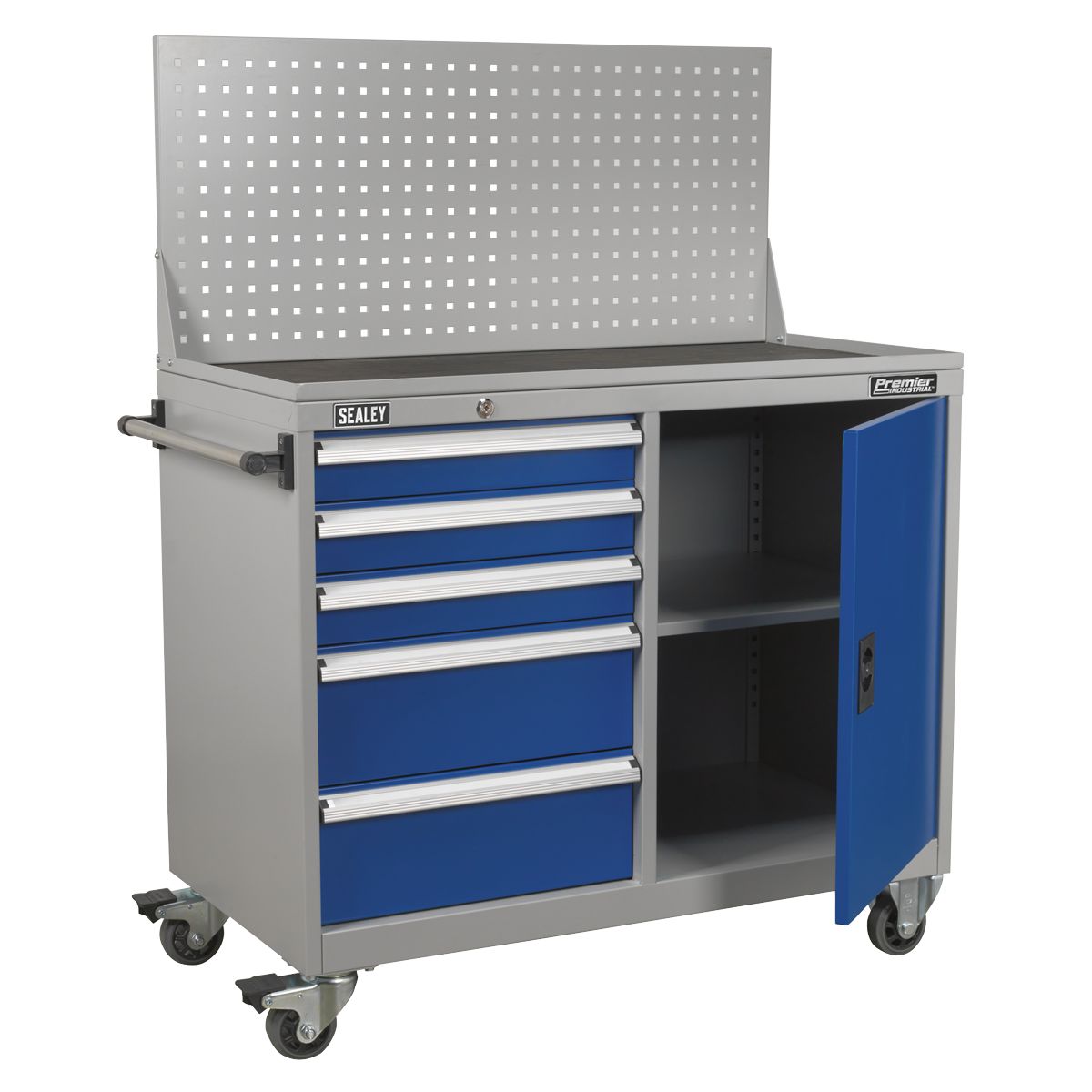 Sealey Premier Industrial Mobile Workstation with 5 Drawers & 1 Shelf Locker - Image 4