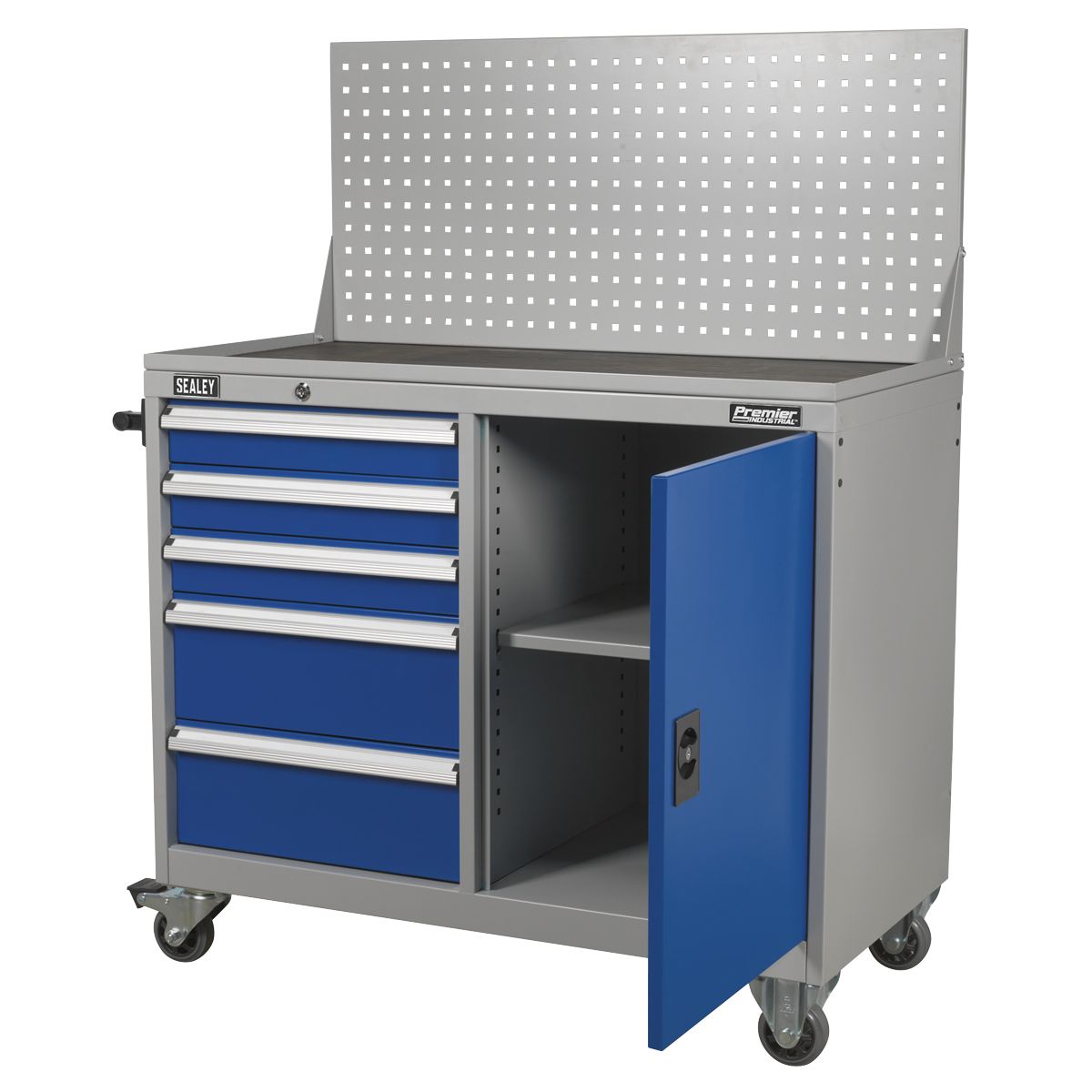 Sealey Premier Industrial Mobile Workstation with 5 Drawers & 1 Shelf Locker - Image 5