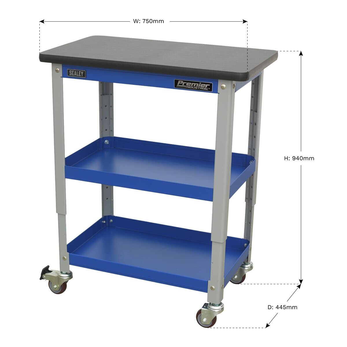 Sealey Premier Industrial 3-Level Workshop Trolley - Image 3