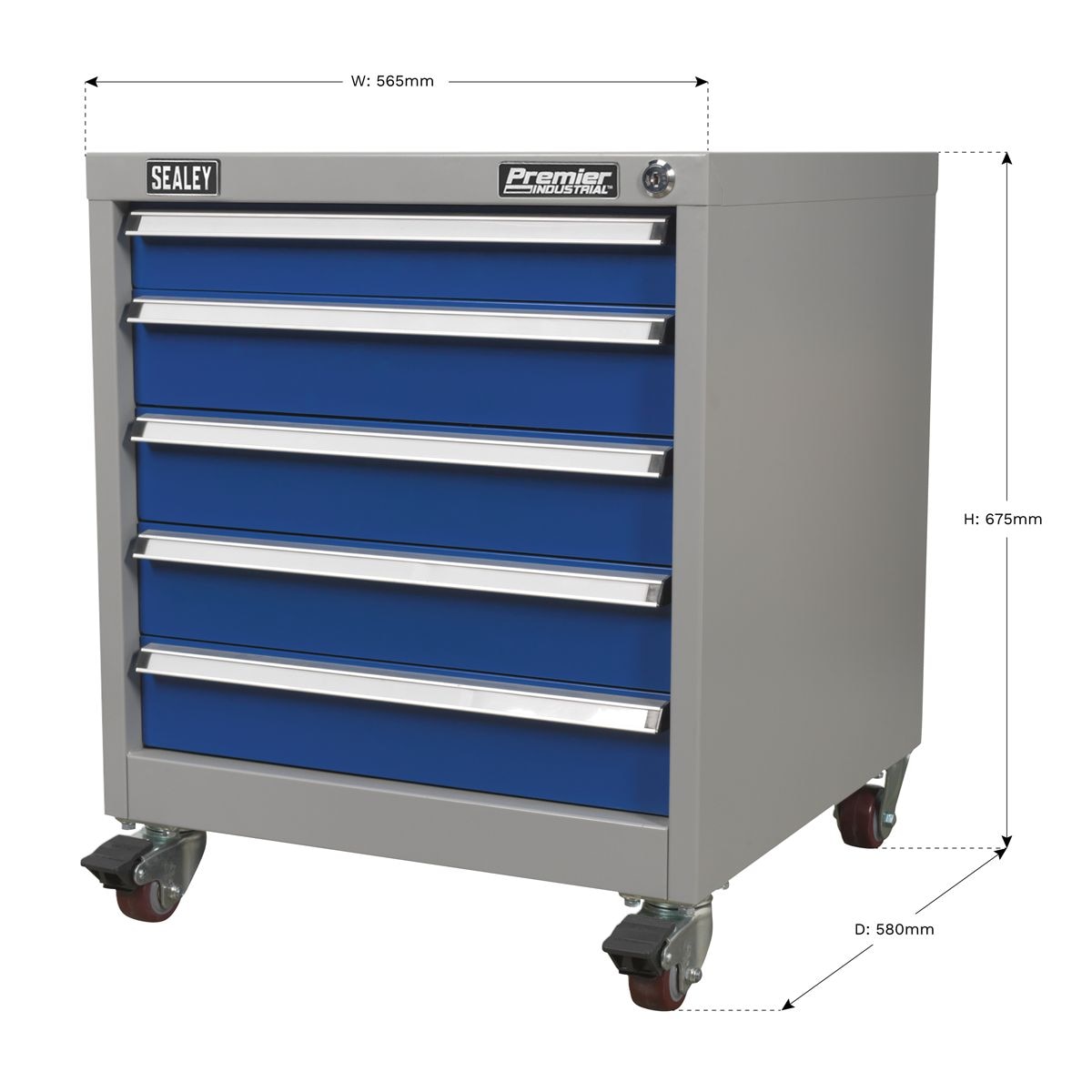 Sealey Premier Industrial Mobile Industrial Cabinet 5 Drawer - Image 4