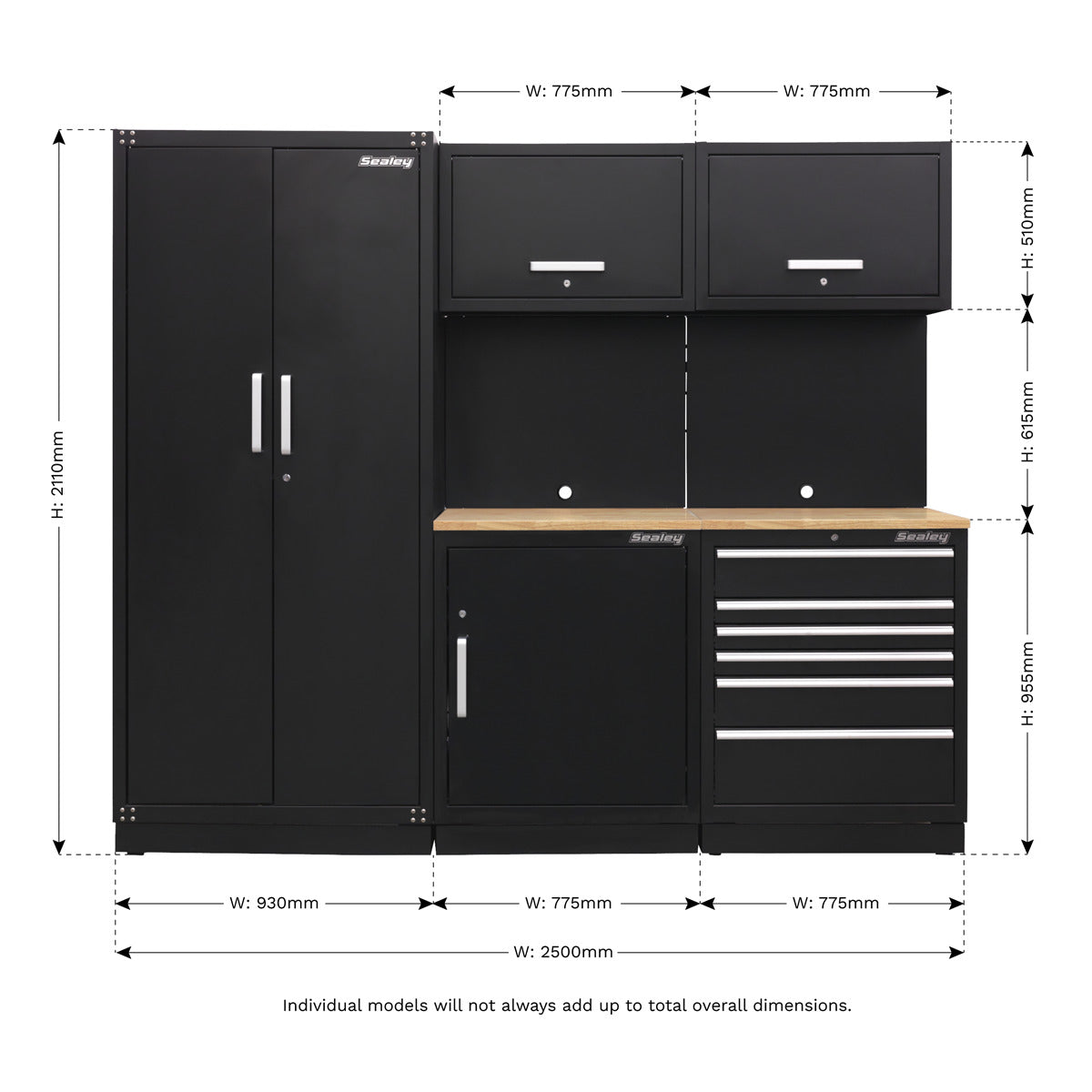 Premier Storage System with Hardwood Worktop 2.48m APMSCOMBO1W