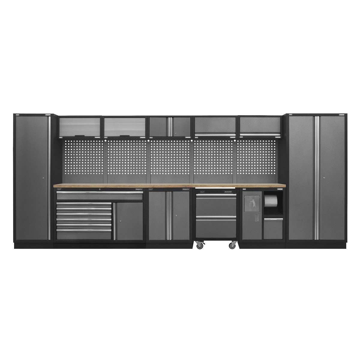 Superline PRO Storage System with Pressed Wood Worktop 4.92m APMSSTACK15W