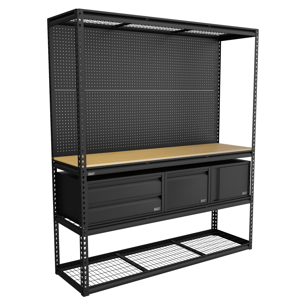 Sealey Heavy-Duty Modular Workbench & Racking Kit with 3 Storage Units APMWBCOMBO1