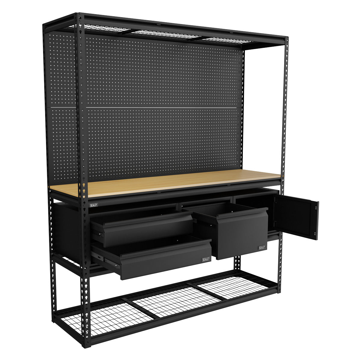 Sealey Heavy-Duty Modular Workbench & Racking Kit with 3 Storage Units APMWBCOMBO1