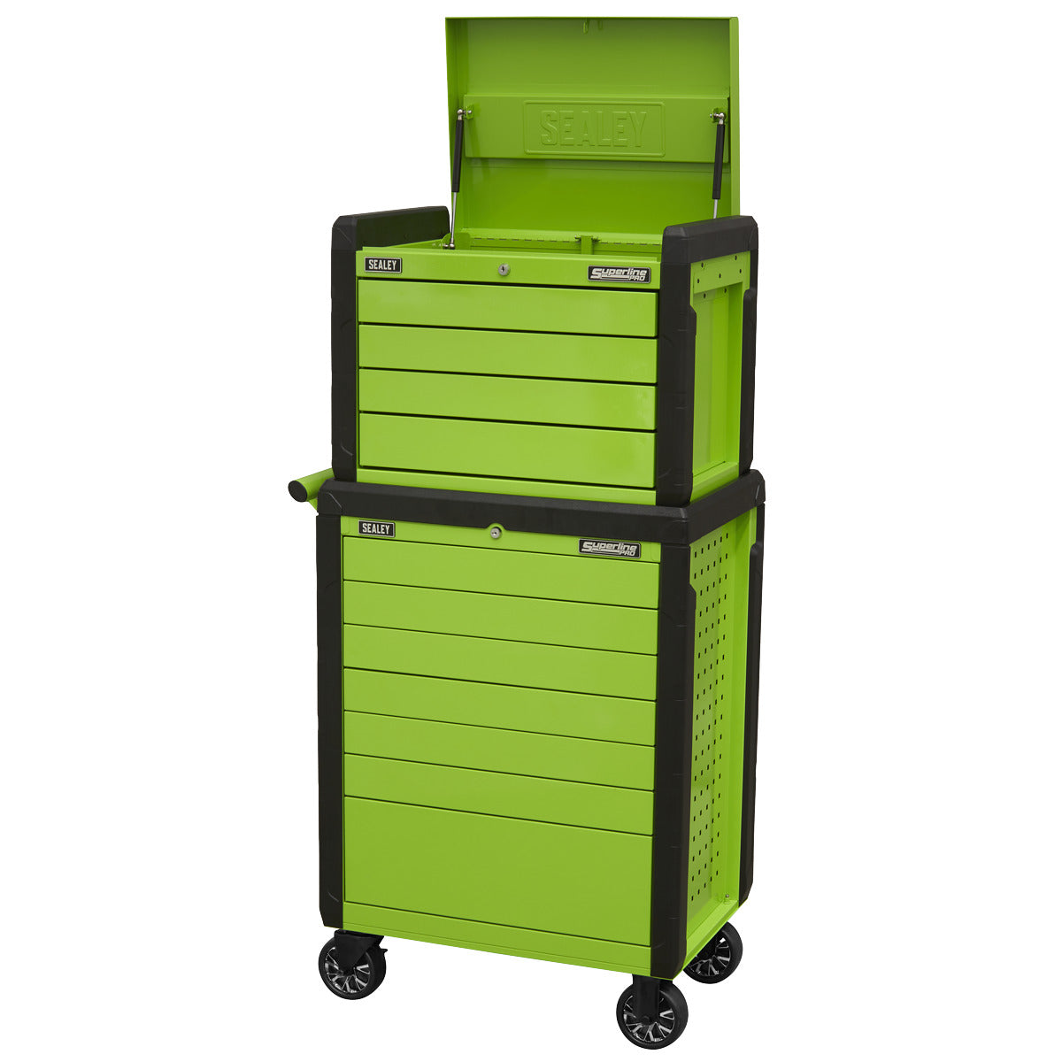 Superline PRO Push-To-Open Topchest & Rollcab Combination 11 Drawer - Green APPDSTACKG