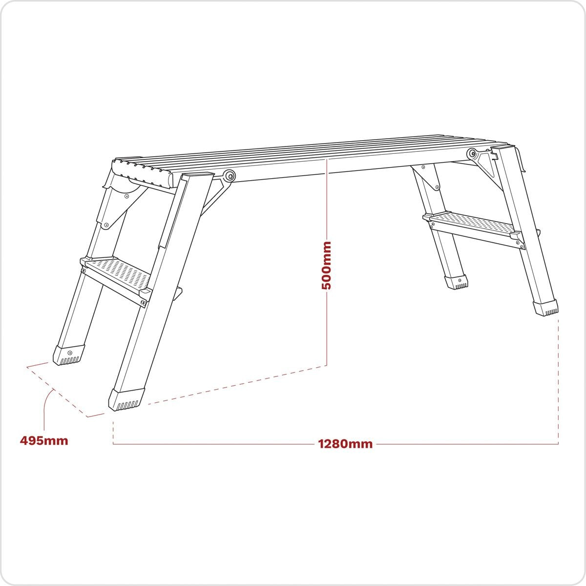 Sealey Folding Platform 2-Tread Aluminium - EN 131-4 - Image 8
