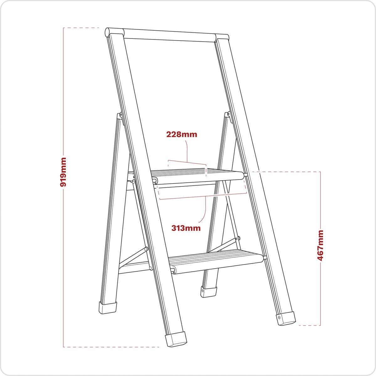 Sealey Professional Folding Step Ladder 2-Step Aluminium 150kg Capacity - Image 2