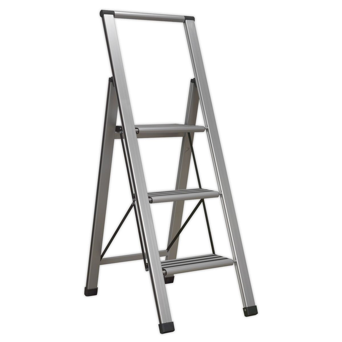 Sealey Professional Folding Step Ladder 3-Step Aluminium 150kg Capacity - Image 1