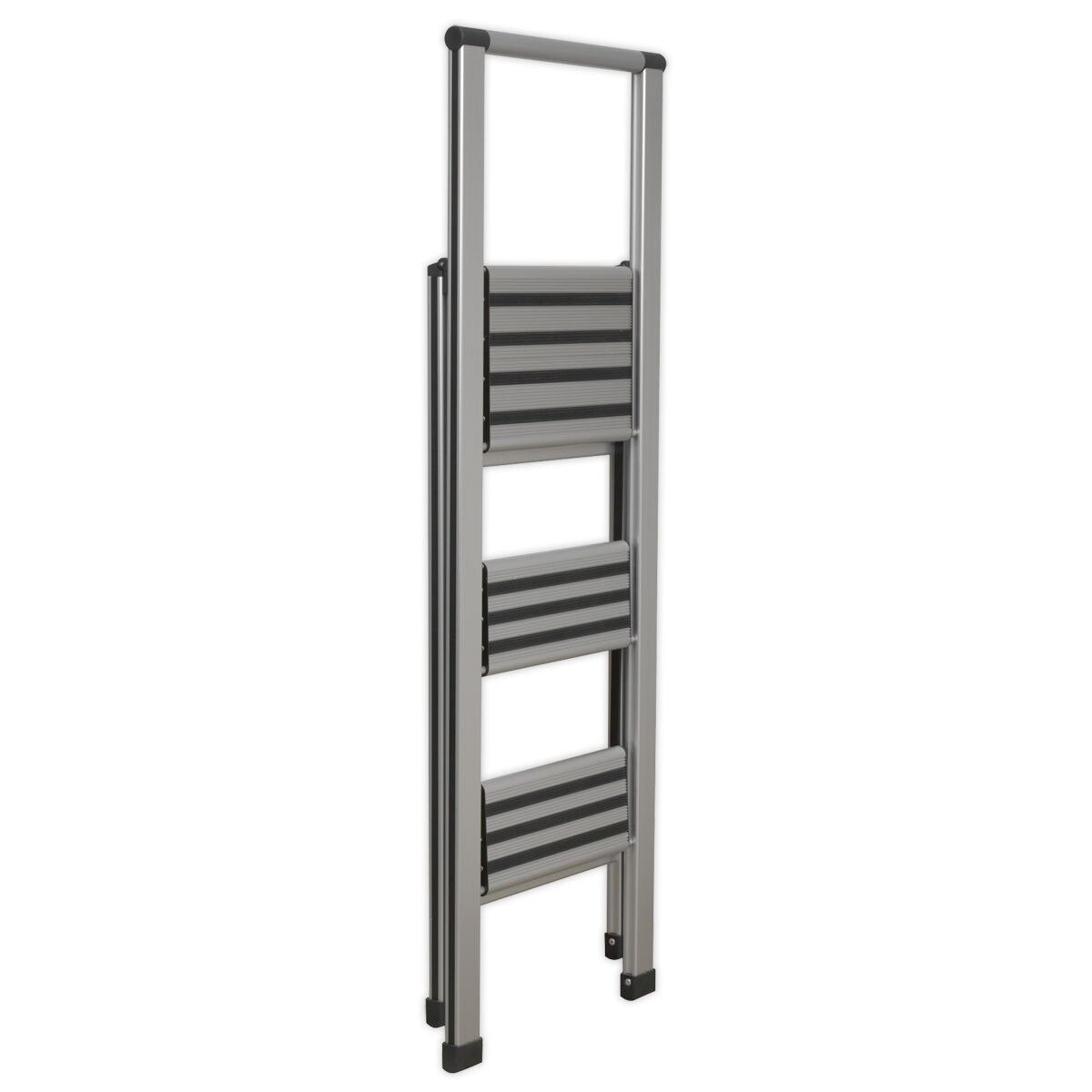 Sealey Professional Folding Step Ladder 3-Step Aluminium 150kg Capacity - Image 2
