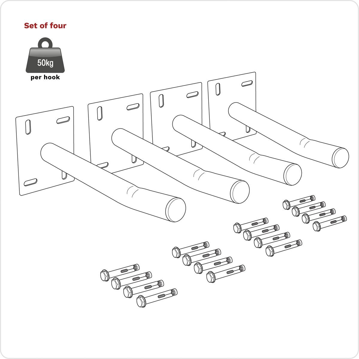 Sealey Wall Mounting Storage Hooks - Set of 4 - Image 5