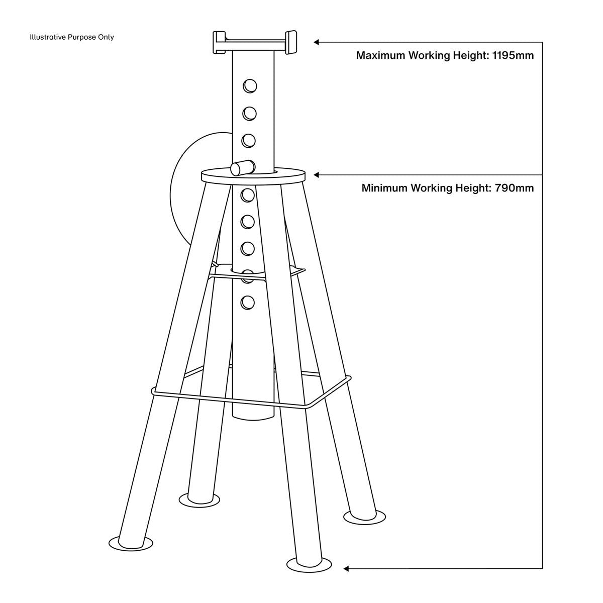Sealey Premier Axle Stands (Pair) 10 Tonne Capacity per Stand High Level - Image 2