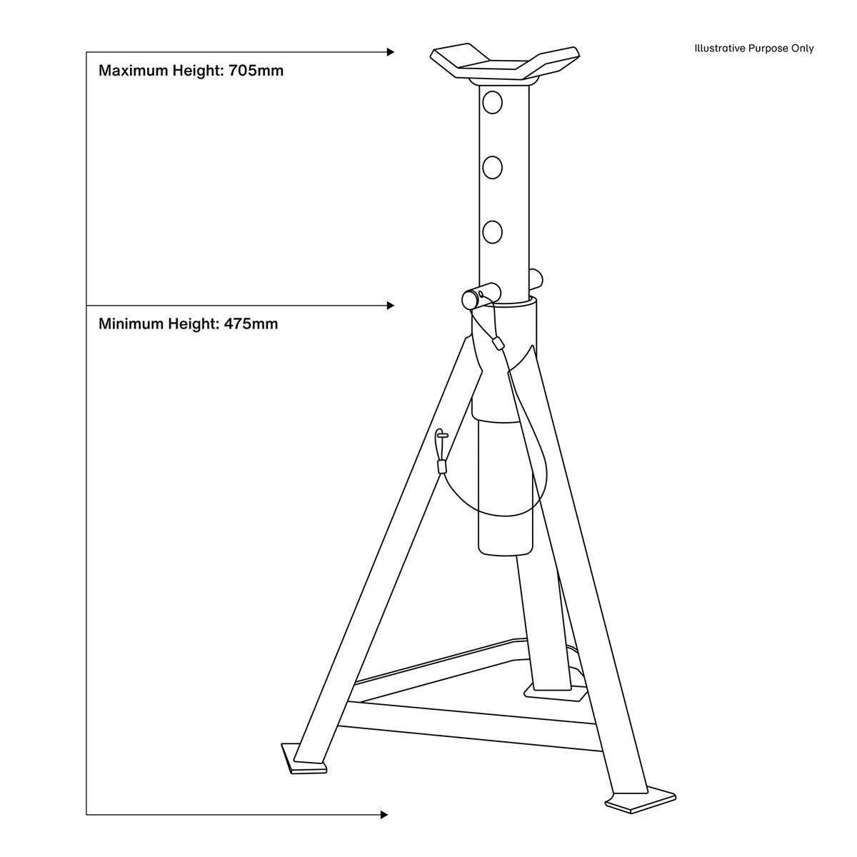 Sealey Premier Axle Stands (Pair) 2.5 Tonne Capacity per Stand Medium Height - Image 4