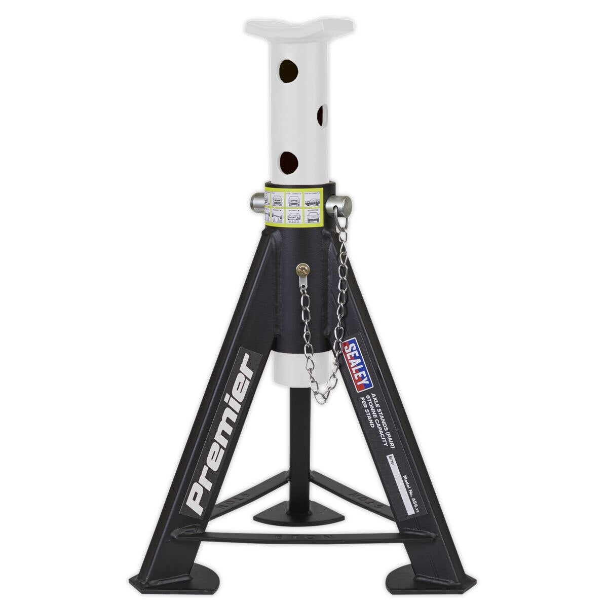 Sealey Premier Axle Stands (Pair) 6 Tonne Capacity per Stand - White - Image 3