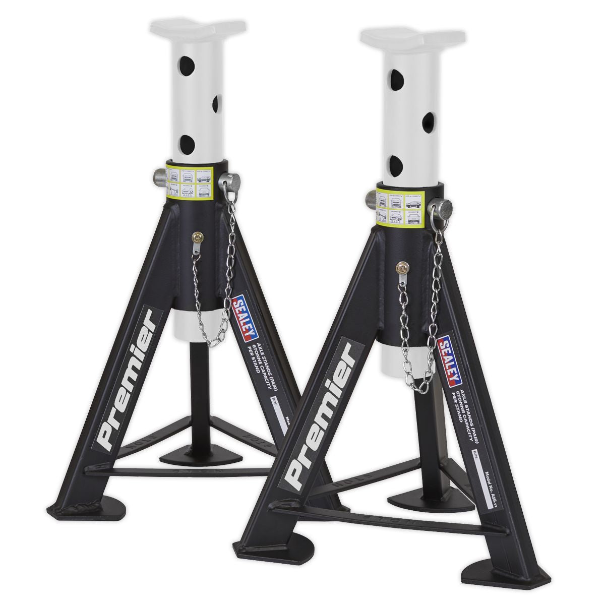 Sealey Premier Axle Stands (Pair) 6 Tonne Capacity per Stand - White - Image 4
