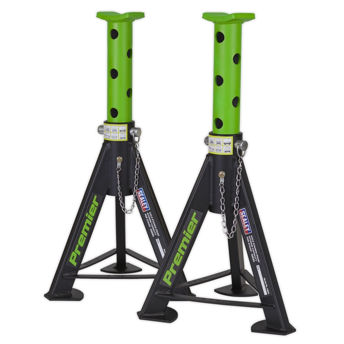 Sealey Premier Axle Stands (Pair) 6 Tonne Capacity per Stand - Green - Image 3