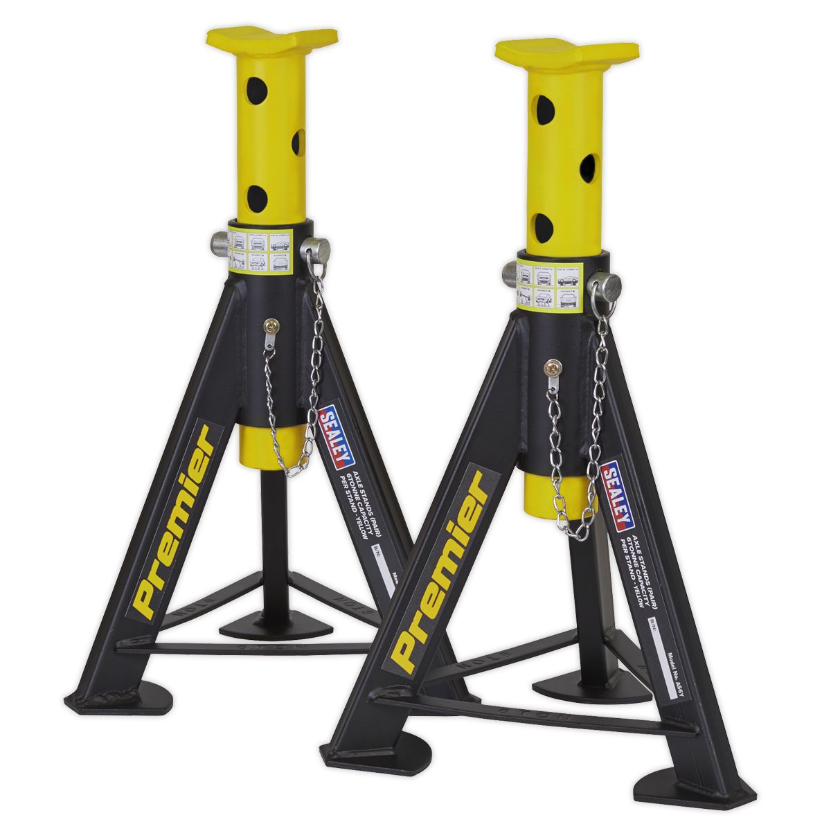 Sealey Premier Axle Stands (Pair) 6 Tonne Capacity per Stand - Yellow - Image 3