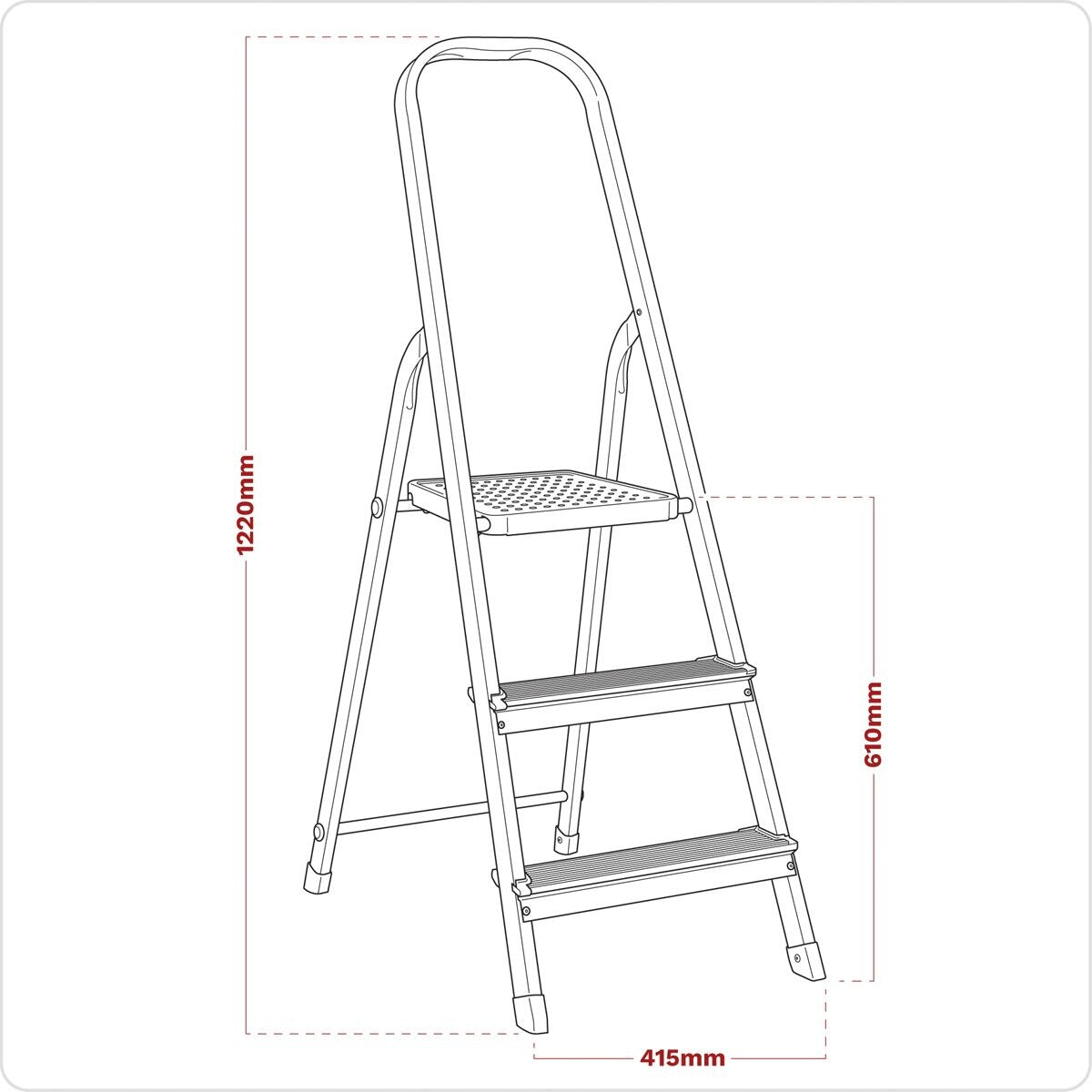 Sealey Step Ladder 3-Tread Aluminium - BS EN 131 - Image 4