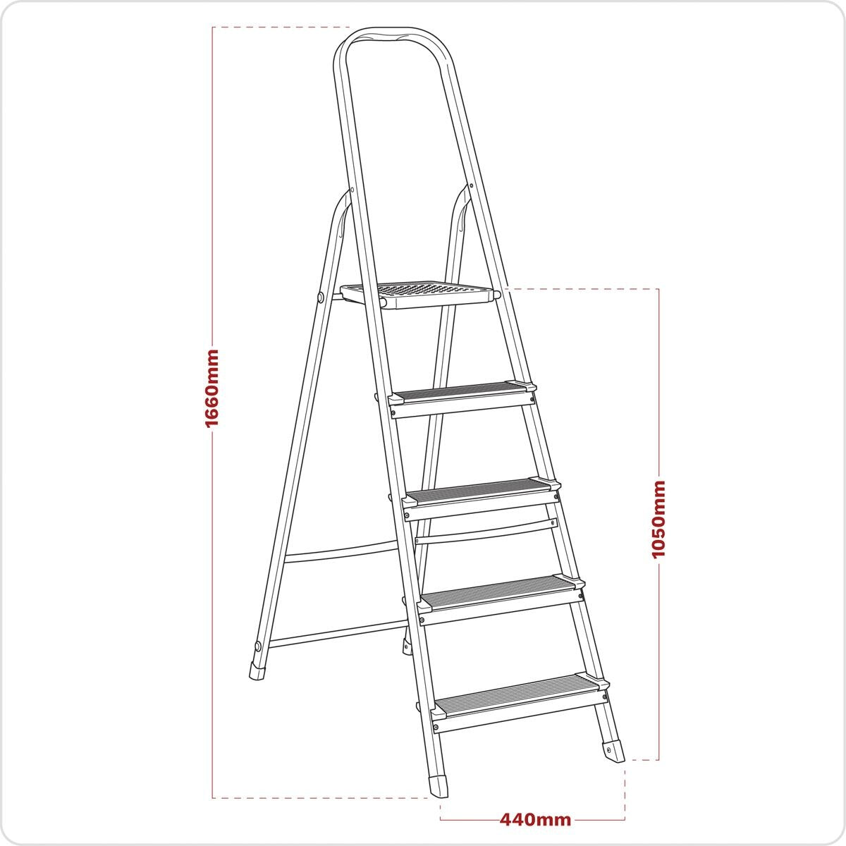 Sealey Step Ladder 5-Tread Aluminium - BS EN 131 - Image 2
