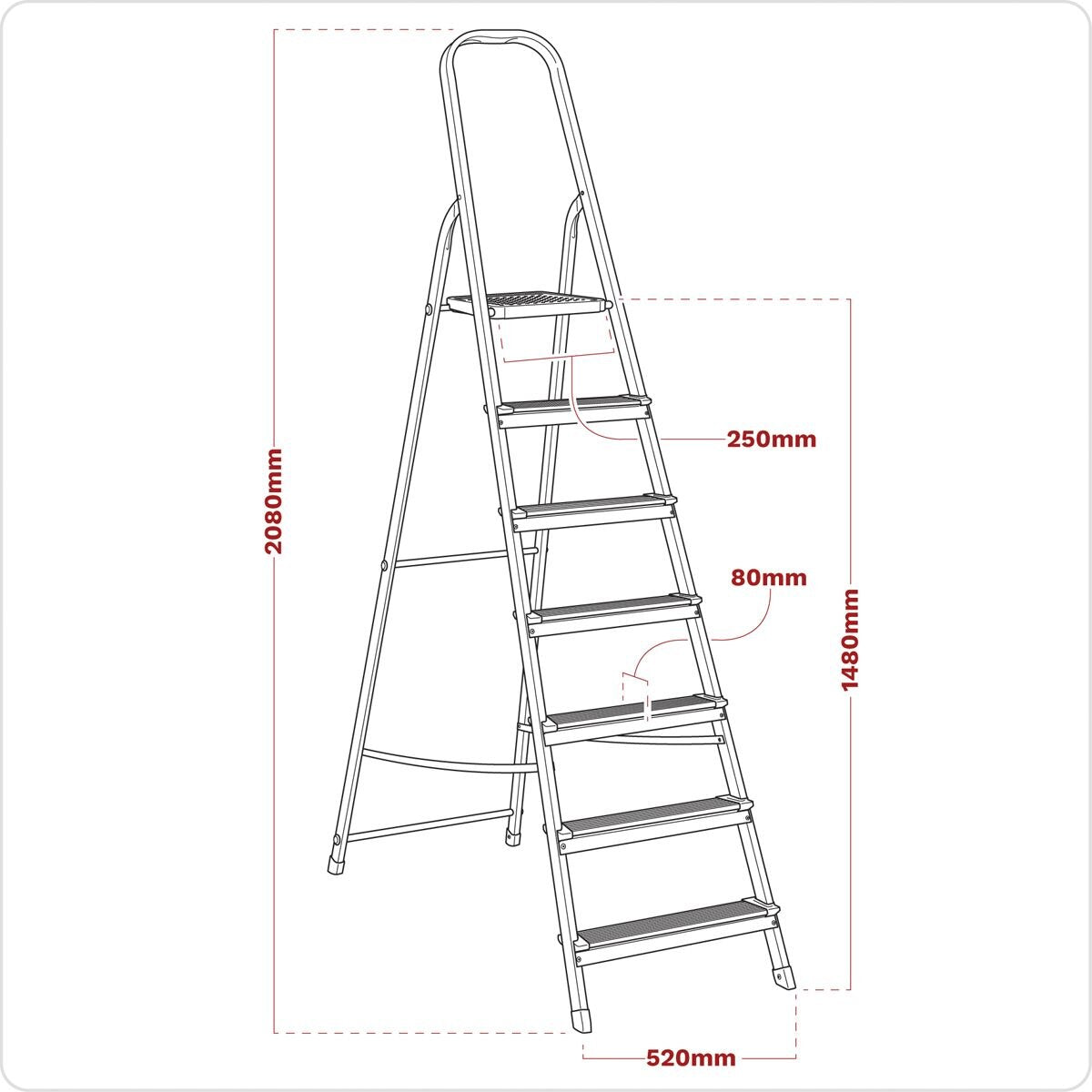 Sealey Step Ladder 7-Tread Aluminium - BS EN 131 - Image 2
